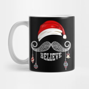 Believe Christmas Santa Mustache with Ornaments Mug